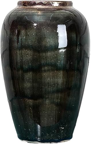 asdchZen Grain Dispenser With Ceramic,Rice Container, Ceramic Ginger Jarsimple Black Ceramic Vase Ornameoffice Decoration Crafts,W19 X H30cm