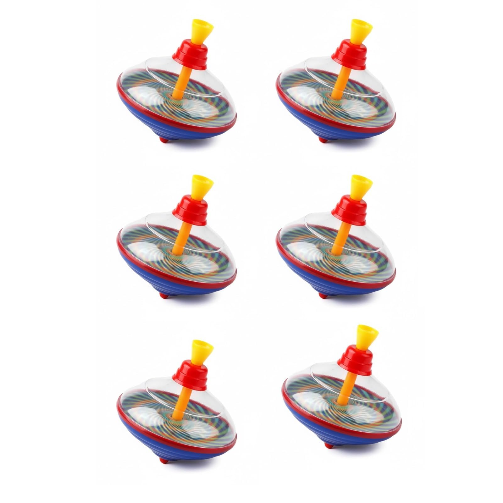 FAMBIZ Spinning Top, Durable, Interactive, Hand Eye Coordination, Colorful, Lightweight, Smooth Finish, Easy to Spin, Multipurpose, Ideal for Learning Balance Motion & Rotational Skills (Pack of 6)