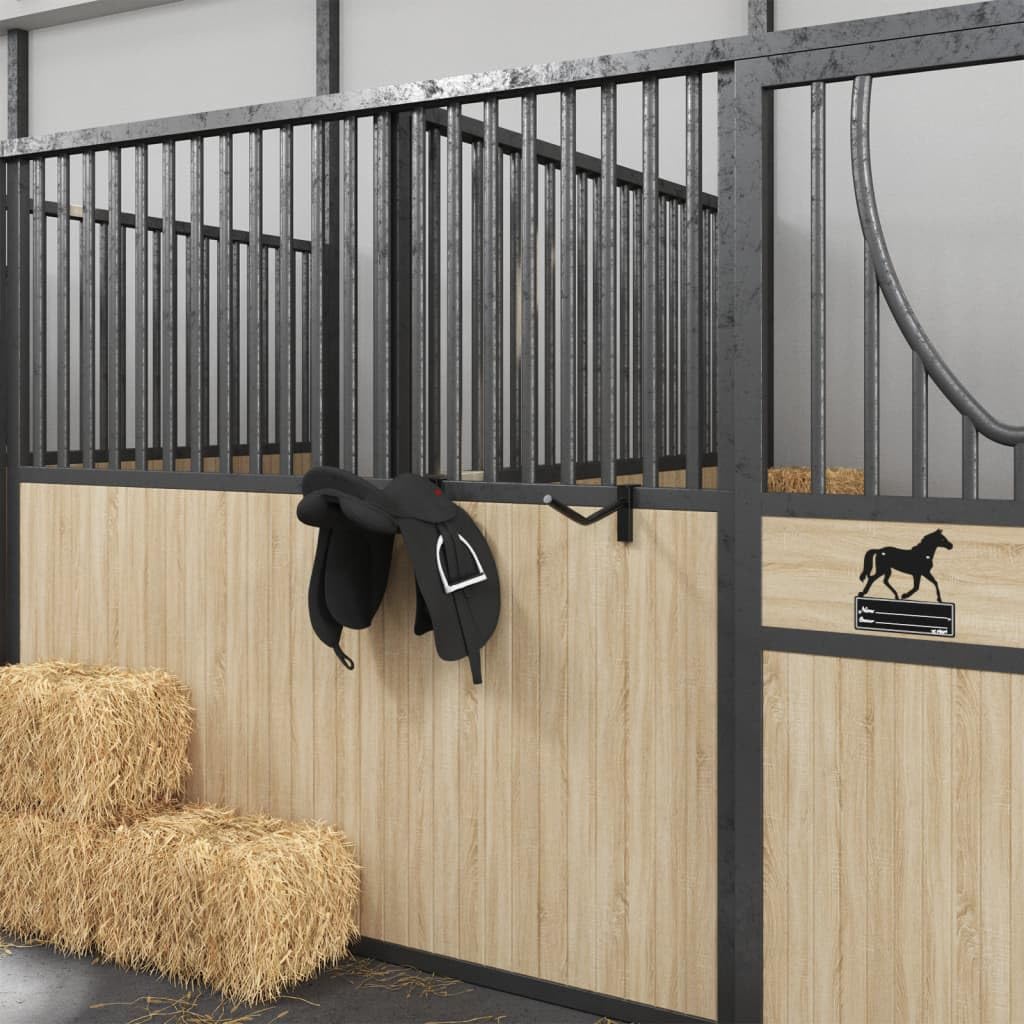 vidaXL Soporte Montura Brazo portátil con Gancho Brida Hierro Negro, bastidores de sillas de Montar, sillero, Soporte de Silla de Montar portátil