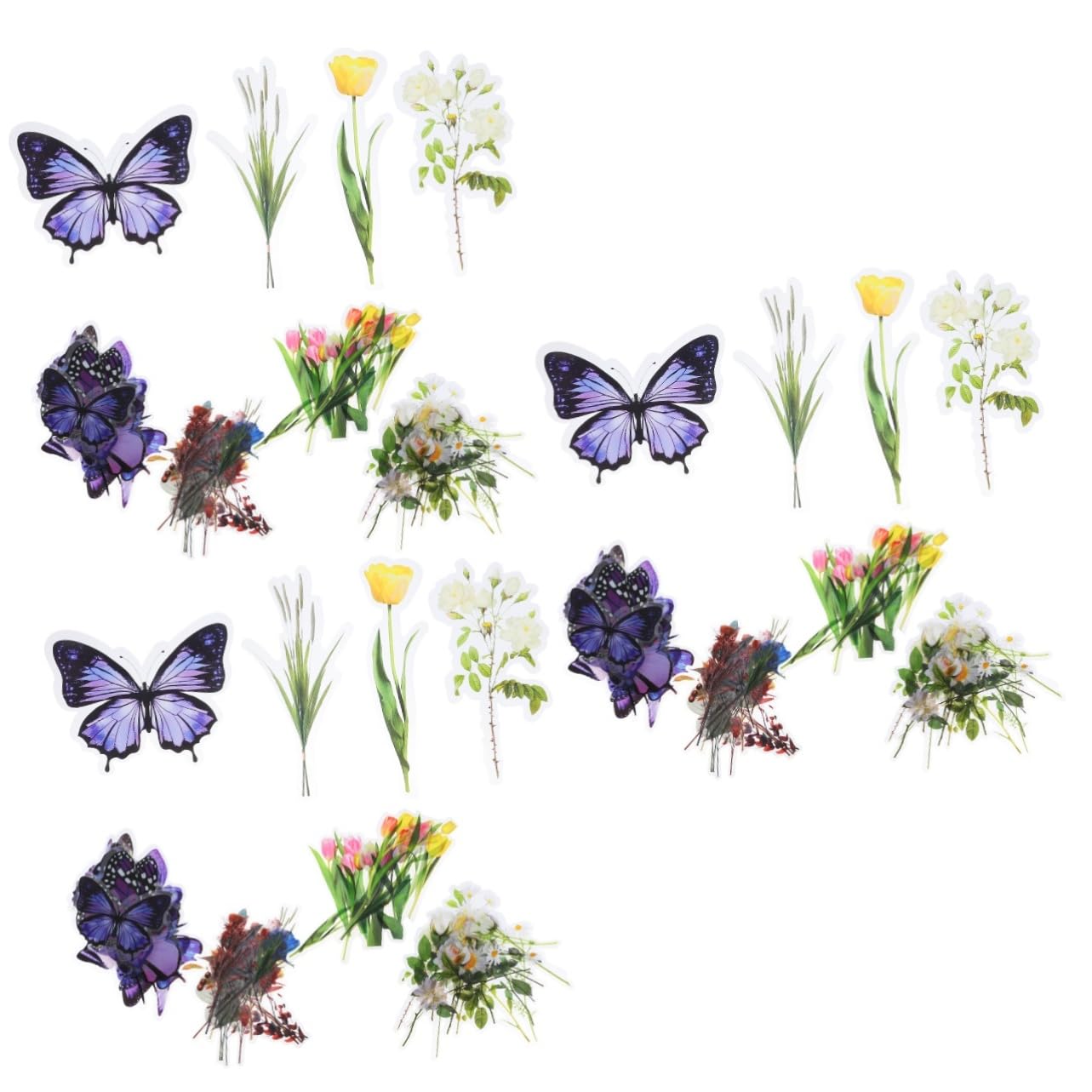 jojofuny 3 Pezzi Adesivi Floreali Estetici per Scrapbooking Pacchi Stickers Retro Impermeabili per Fai da Te per Decorazioni Creative e Personalizzazione Album Fotografici