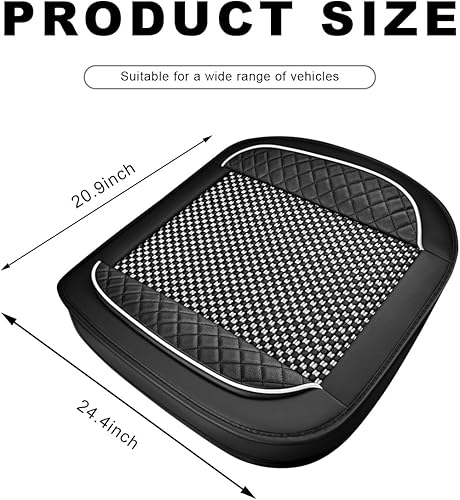 Miniatura 2 de Funda de cuero para asiento de automóvil, funda de cojín de cuero para asiento delantero y inferior con bolsillo de almacenamiento, protector de