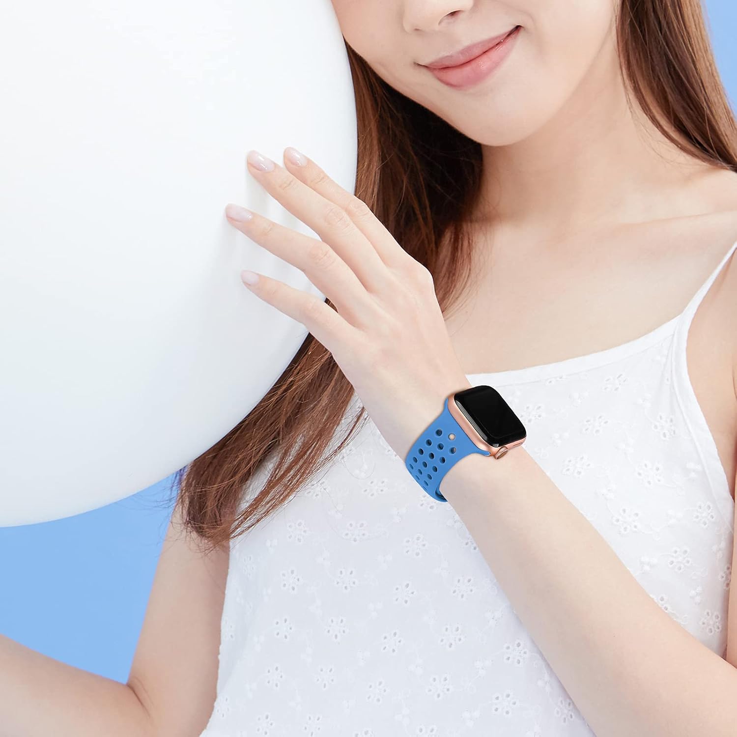 YAXIN Compatible with Apple Watch Band 38mm 40mm 42mm 44mm , Soft Silicone Sports Band iWatch Band Compatible for Apple Watch Series SE 7 6 5 4 3 2 1 Sport Edition, Replacement Strap for Women Photo