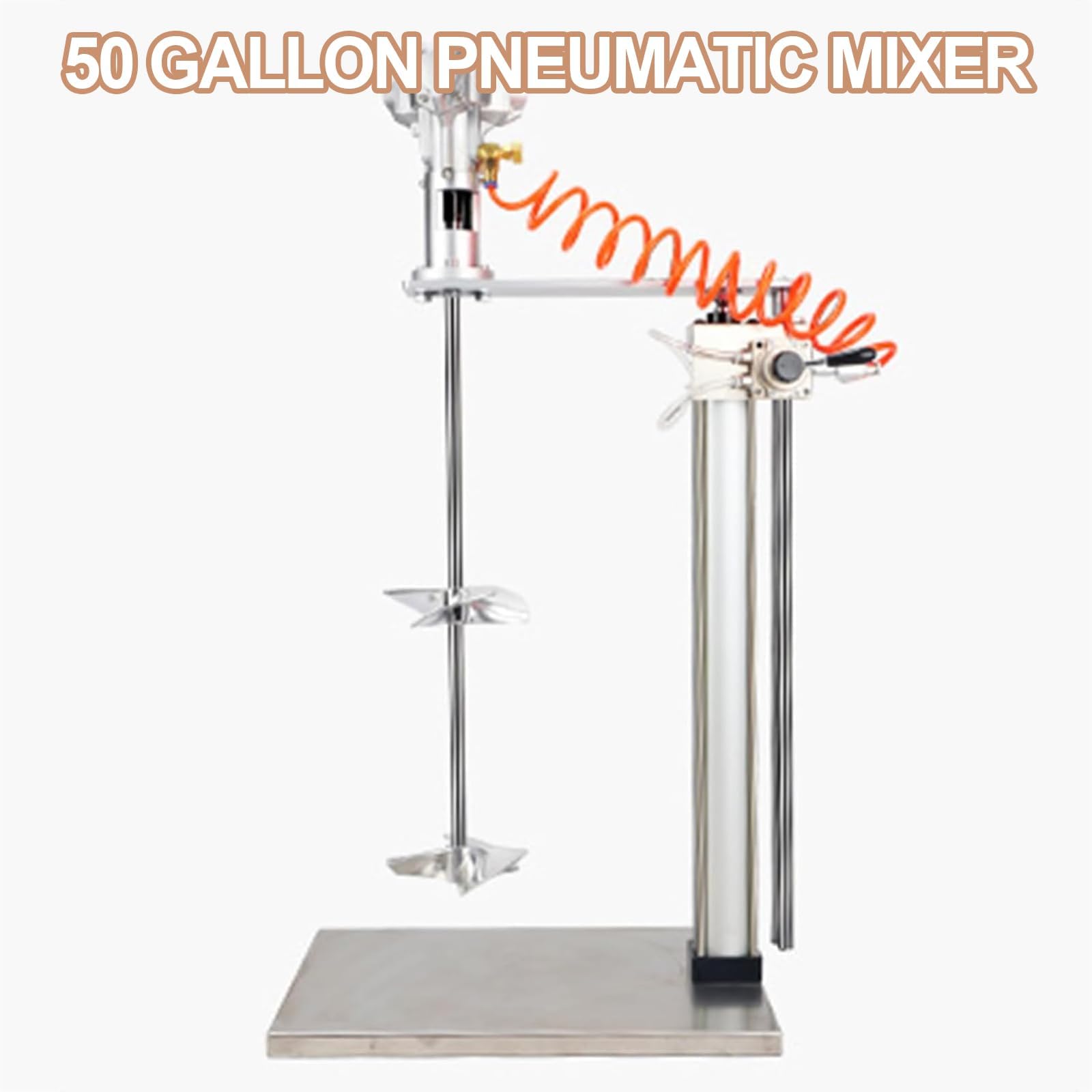 Mezclador neumático de 50 galones para pintura, yeso, pegamento, máquina agitadora de elevación con soporte y ajuste automático de altura, ideal para revestimiento de tinta y mezcla de mortero