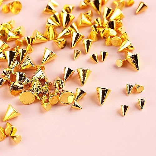 Miniatura 7 de Mini remaches de metal punk, dijes de uñas de cono dorado y plateado para arte de uñas, clavos de aleación, joyas de uñas, dijes de uñas para uñas