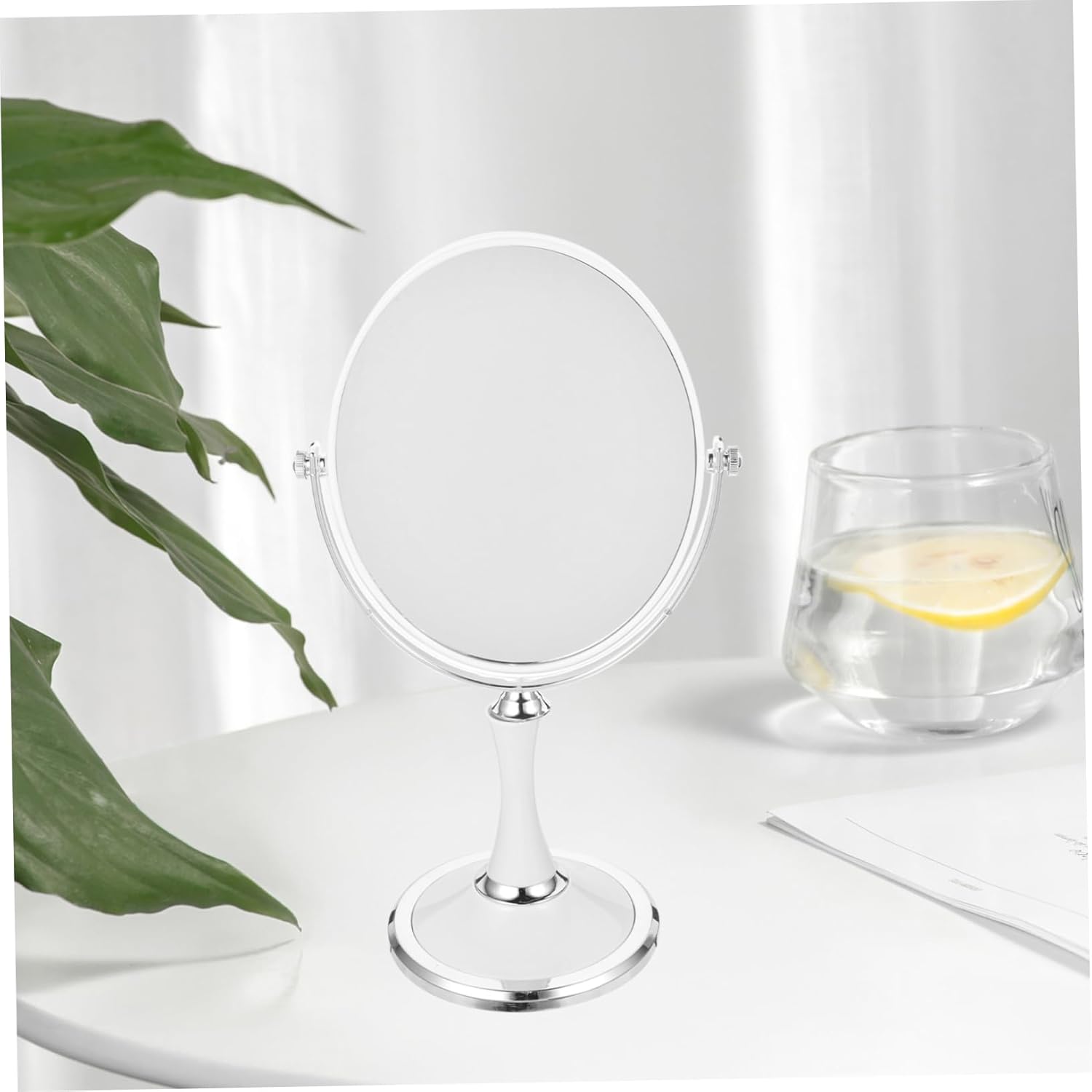 ULTECHNOVO Double-Sided Magnifying Makeup Mirror Rotating Tabletop Vanity Mirror for Home Use Reliable Cosmetic Mirror with Stable Base and Unique Design