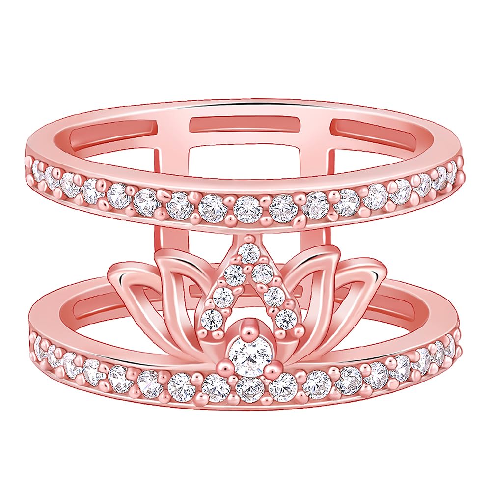 925 Silver Rose Gold Gulabi Kamal Ring,Fixed Size,Indian - 11| Gifts for Women and Girls | With Certificate of Authenticity and 925 Stamp | 6 Months Warranty-image-18