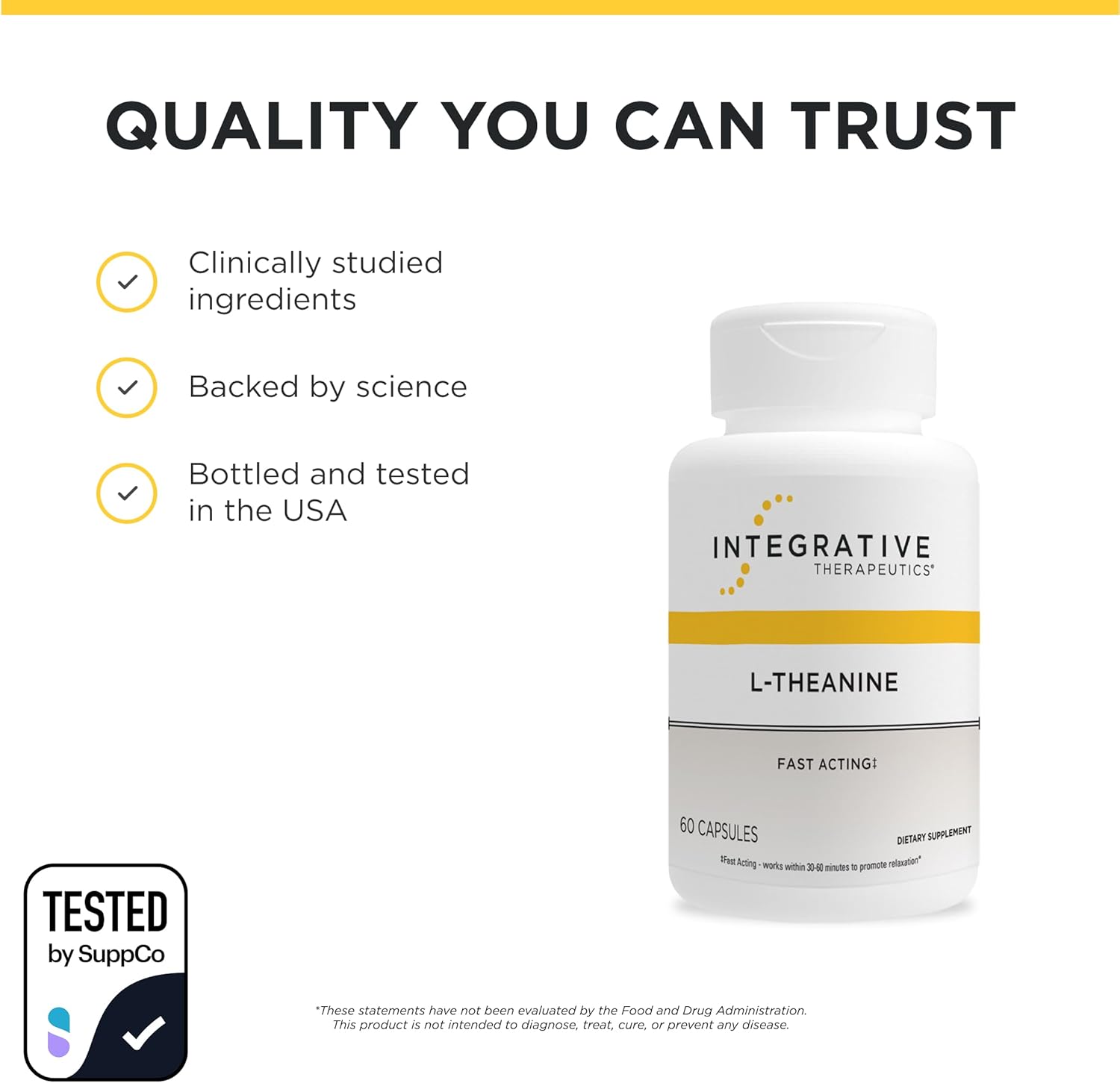 Integrative Therapeutics L-Theanine - Stress Response Support for Demanding & Busy Lifestyles* - Calmness & Relaxation Support* - Amino Acid Supplement - 60 Capsules (30 Servings)