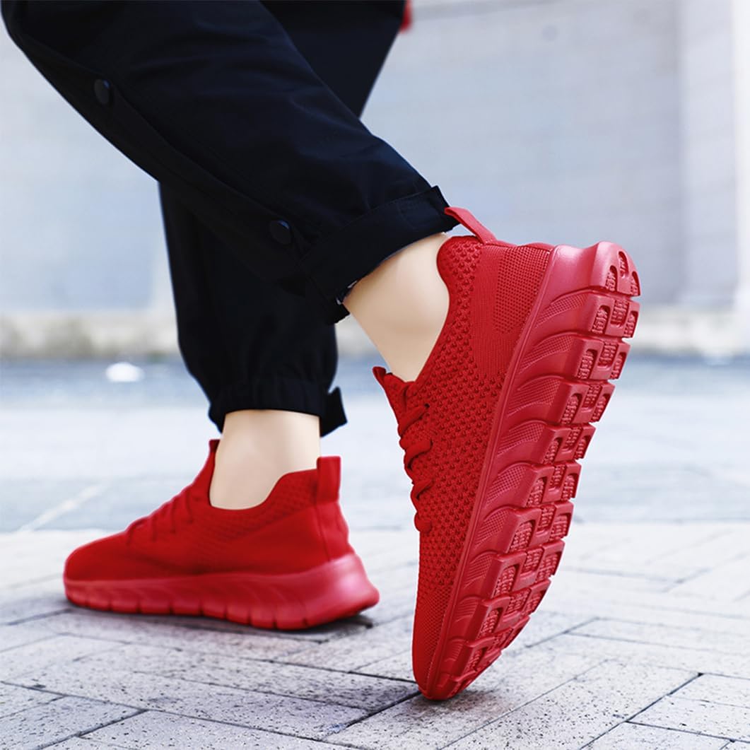 Women Running Walking Shoes Tennis Gym Fashion Sneakers Workout Atheltic Non Slip Lightweight Breathable Sport Shoe Red Size 7.5 - Image 2
