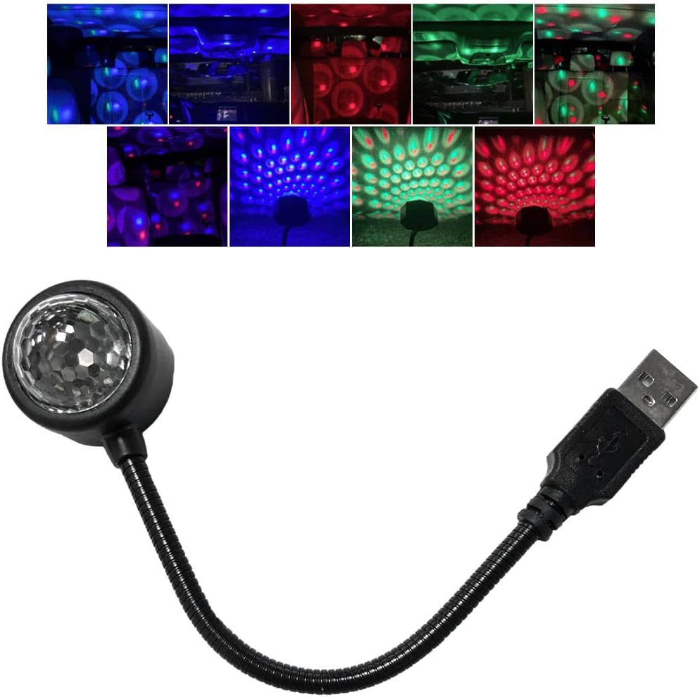 USB Star Night Light Projector, Adjustable Car Roof Sound Activated Star Light with 9 Functional Modes, Portable LED Ambient Lamp for Vehicle Interior Decor, Car Accessories