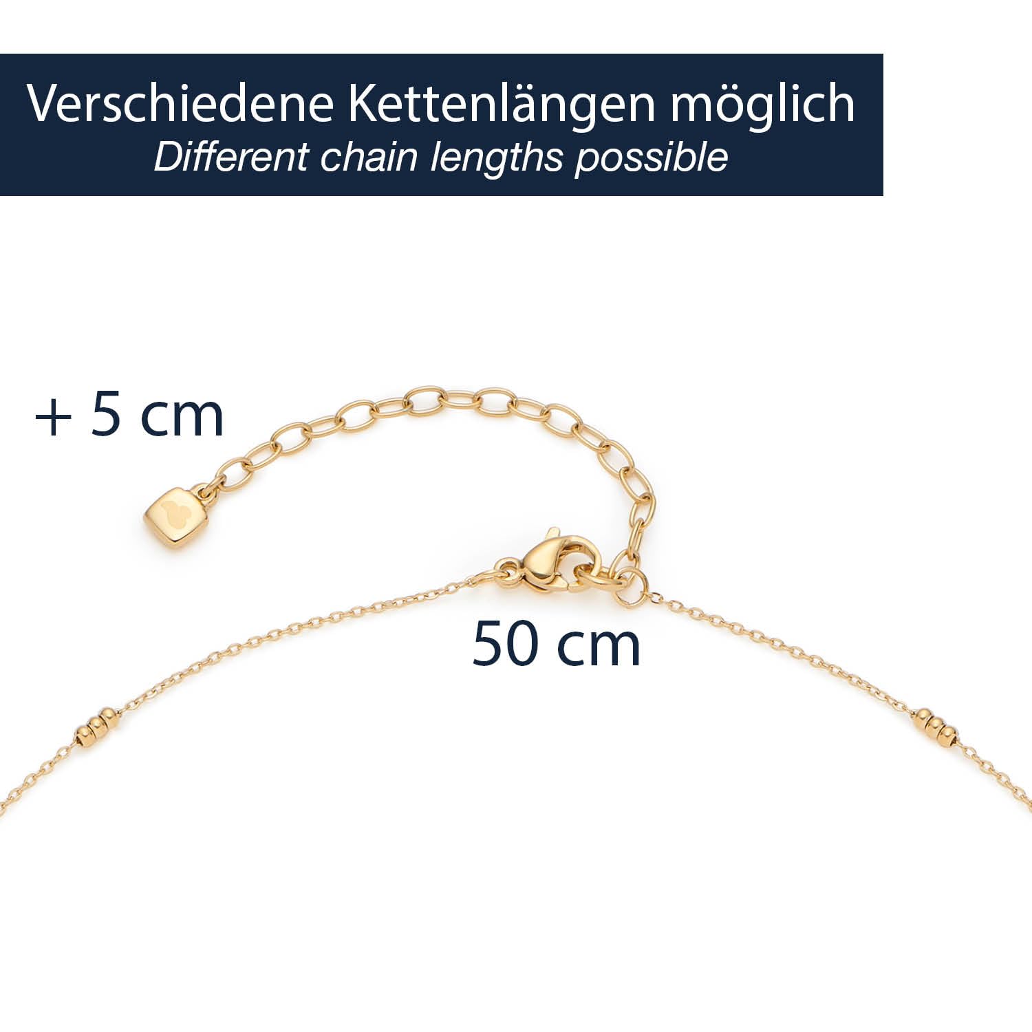 JEWELS BY LEONARDO Collana Ciao Evi • Collana con ancora a specchio in acciaio inox dorato • Collana con mini sfere • Ciondolo in pietra di vetro azzurra • Lunghezza 50-55 cm • Gioielli da donna