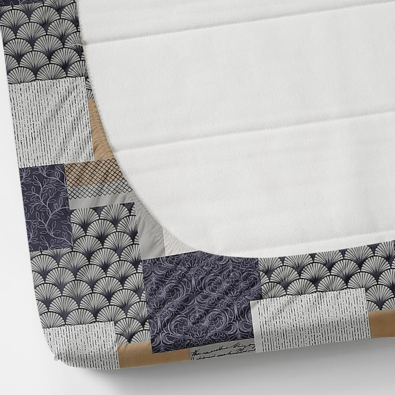 Image of NEW LEAF Premium Cotton Elastic Fitted Bedsheets with 1 Pillow Covers |Printed Single Bed Elastic 220 TC Supersoft Breathable & Wrinklefree | for 72x36+6 Inches, Black Grey