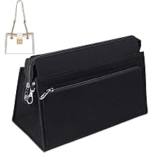 Bag Inserts Organizer for Handbags,Purse Organizer Zipper Bag Insert with Keychain,Black-M