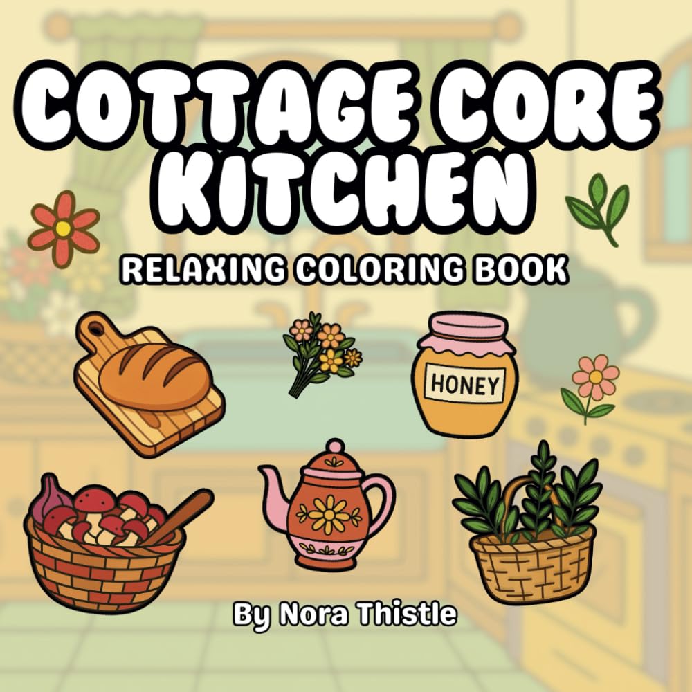 Cottage Core Kitchen Coloring Book for Adults Relaxation: A Rustic Kitchen Coloring Book for Slow, Cozy Moments