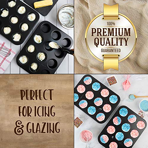 Non-Stick Bakeware 12 Cup Muffin Pan, Set Of 2, Heavy Duty & Easy Release Cupcake Baking Pan #TOP4