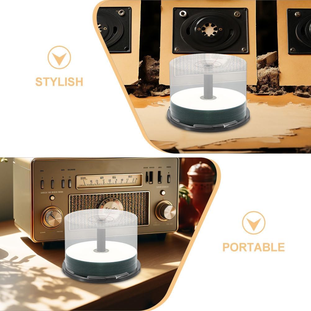 Cd Spindle Storage Rack Round Plastic Disc Organizer Empty DVD Bucket Slim Stackable Case Storage Tower