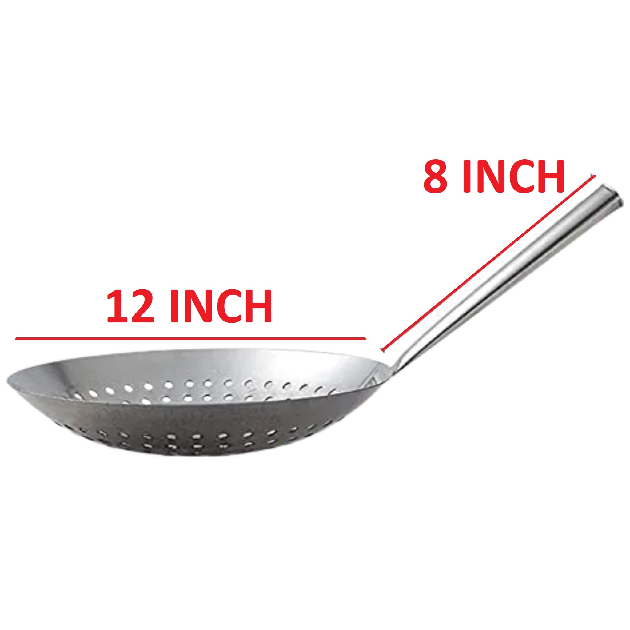 Bridge2shopping Stainless Steel Stir Fry Skimmer, Mandarin Strainer for Commercial Purpose 12 INCH Diameter