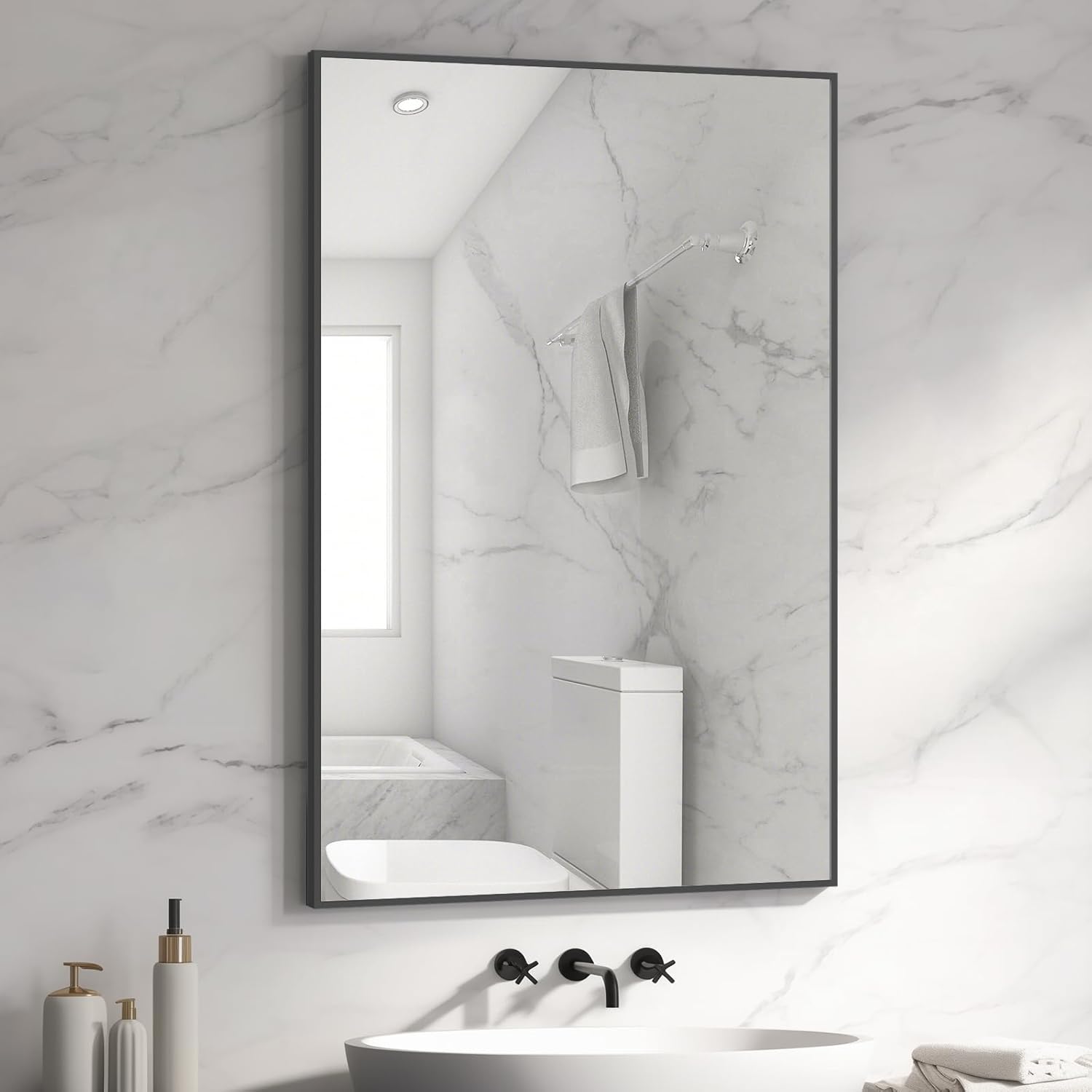 HOMECOOKIN Gold Mirror for Bathroom 20 x 30 Inch Rectangular Bathroom Mirror with Metal Frame, Bathroom Mirror for Over Sink, Hangs Horizontal or Vertical