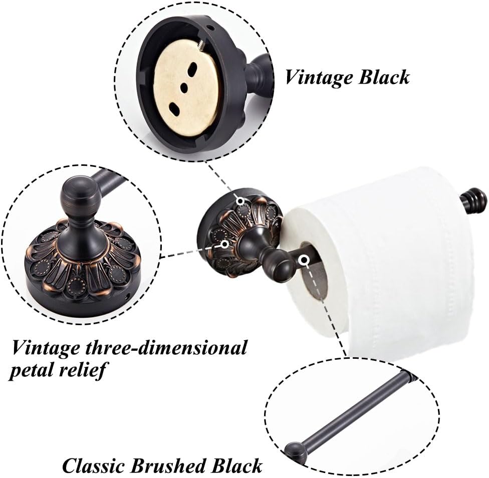 Antique Black Toilet Roll Holder+ Towel Ring Holder Brass Material Toilet Paper Holder Towel Storage Wall Mounted