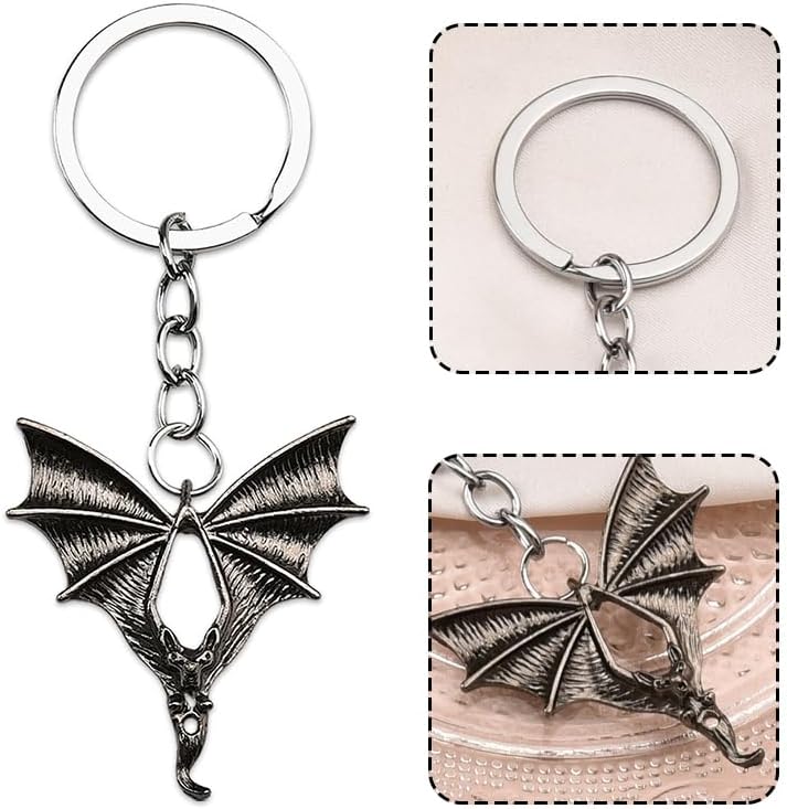 Xiyantiji Halloween Bat Keychain Goth Accessories for Women Men Bag Charms for Purse Handbags Backpacks Halloween Skull Key Chain Costumes Cospaly Party Accessories Cool Keychains for Teens - Image 6
