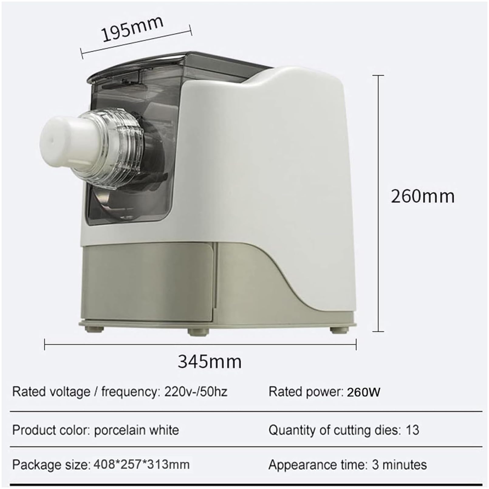 Automatyczna Maszyna Do Robienia Makaronu Z 13 Foremkami, Elektryczna Maszyna Do Robienia Makaronu O Mocy 260 W, Mikser Do Wyrabiania Ciasta Na Mąkę O Pojemności Do 650 G Do Domowych Makaronów
