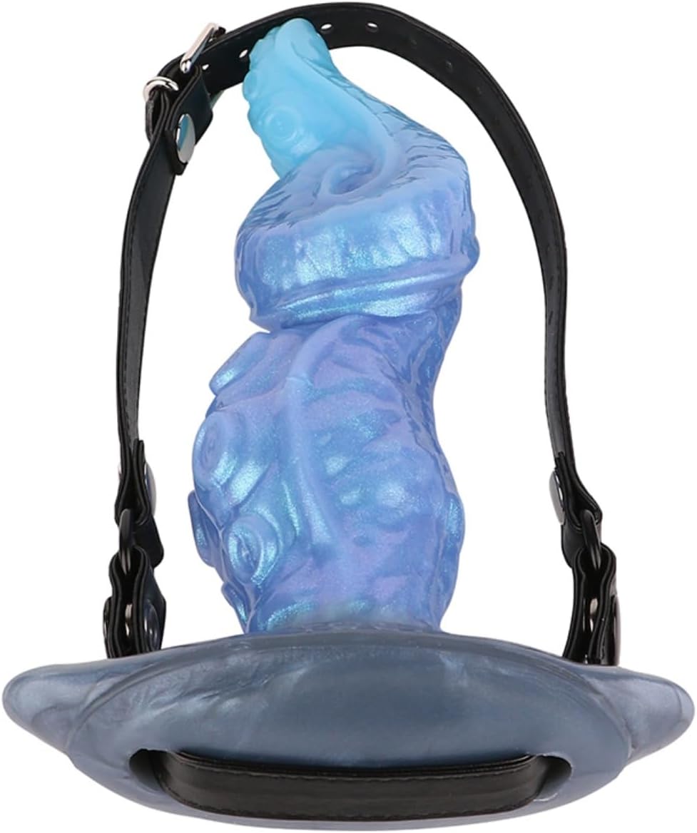 Removeable BDSM Open Mouth Gag Bondage, Adjustable Monster Bondage Ball Gag, Silicone & Leather Adult Sex Toy