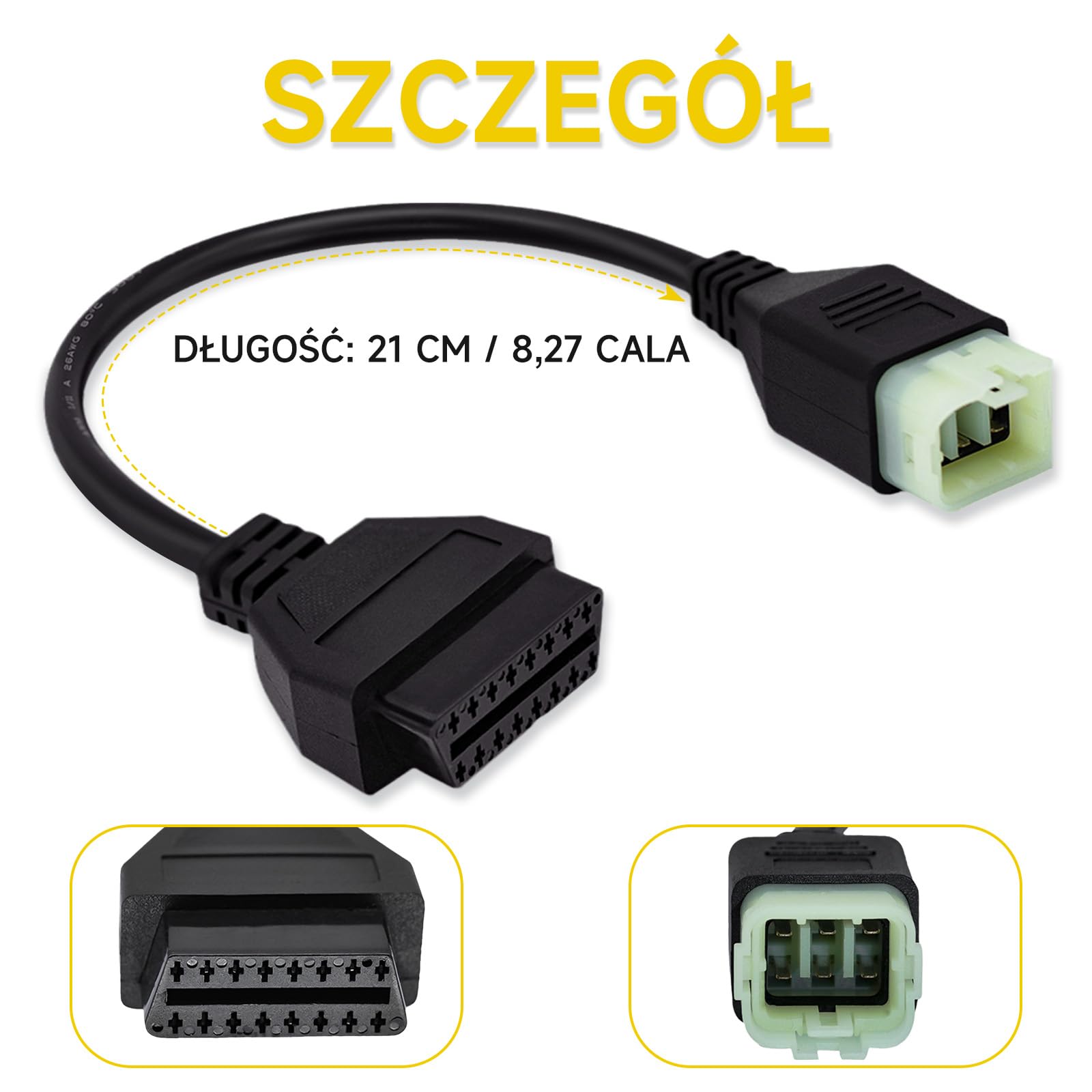 OBD Adapter Pasujący do Motocykla Kawasaki 6-pin do 16-pin Obdii Kabla Narzędzia Diagnostycznego, 6-pinowy Złącze Pasujące do Z900RS/Z800/Z900/Z1000/ZX10R/ZX14R/H2 Motocykl