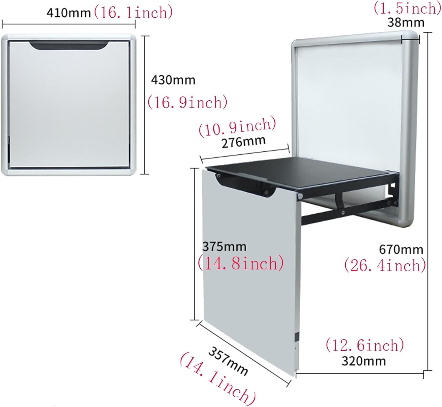 Folding Wall Table,Wall Mounted Seat,Ultra-Thin Folding 3.8cm Thick Shoe Chair Wall Mounted Silent Invisible Folding Chairs High Hardness Carbon Steel Hardware Load 396 Lbs(White)