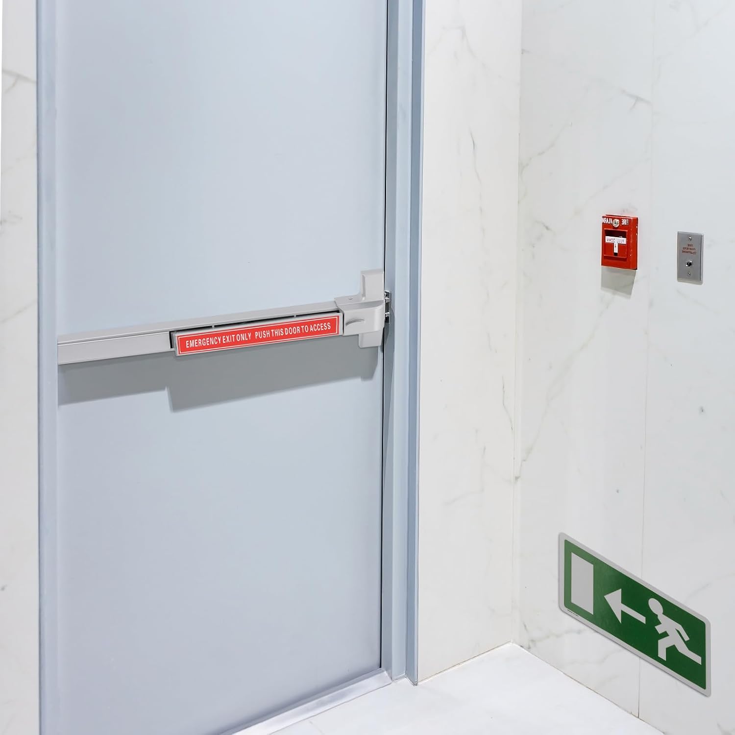 Commercial Door Push Bar Panic Exit Device - Emergency Exit Lock with Key Control, Silver Heavy Duty Safety Bar for Fire Escape, 67N Light Push to Open, fits Metal/Wood Doors (17.13in Minimum Width)