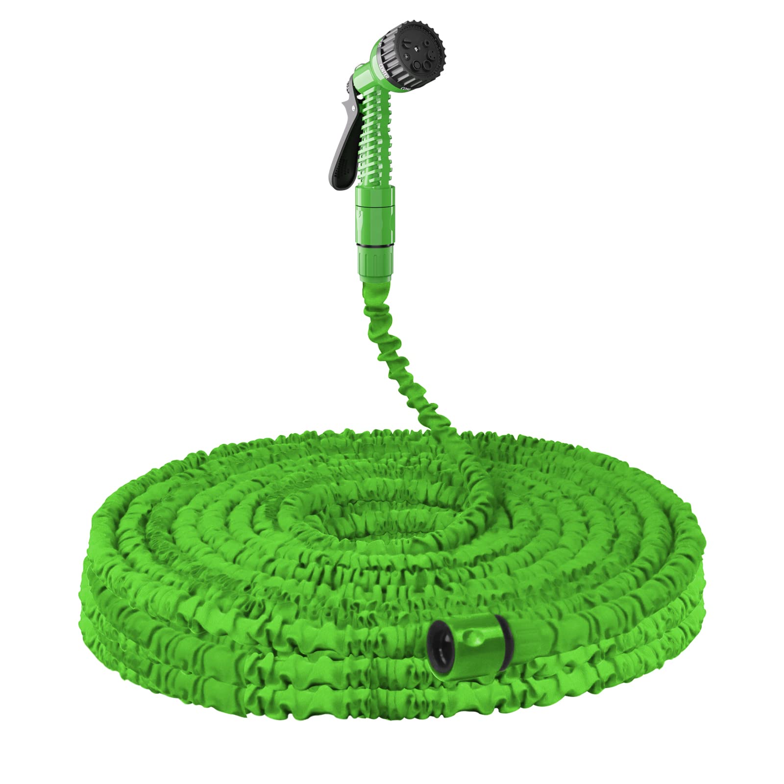 Honi Green 150Ft Garden Hose Multifunction Expandable Magic Water Hose Pipe With 7 Function Spray Nozzle, Flexible Expanding 3 Times Water Hose For Yard, Anti-Leakage,