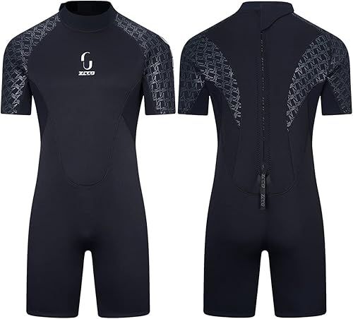 Traje de neopreno corto para hombre de 0.118 pulgadas para mujer, traje de buceo con cremallera trasera, piel de buceo, canoa, pesca submarina,