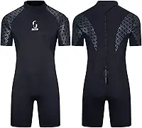 Roupa de mergulho masculina curta de 3 mm feminina, roupa de mergulho de corpo inteiro com zíper nas costas para mergulho, canoa, pesca submarina, surfe, snorkeling, trajes de natação