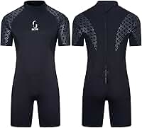 Roupa de mergulho masculina curta de 3 mm feminina, roupa de mergulho de corpo inteiro com zíper nas costas para mergulho, canoa, pesca submarina, surfe, snorkeling, trajes de natação