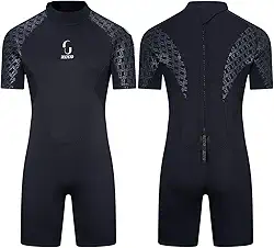 Roupa de mergulho masculina curta de 3 mm feminina, roupa de mergulho de corpo inteiro com zíper nas costas para mergulho, canoa, pesca submarina, surfe, snorkeling, trajes de natação