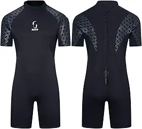 Roupa de mergulho masculina curta de 3 mm feminina, roupa de mergulho de corpo inteiro com zíper nas costas para mergulho, canoa, pesca submarina, surfe, snorkeling, trajes de natação