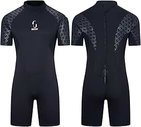 Roupa de mergulho masculina curta de 3 mm feminina, roupa de mergulho de corpo inteiro com zíper nas costas para mergulho, canoa, pesca submarina, surfe, snorkeling, trajes de natação