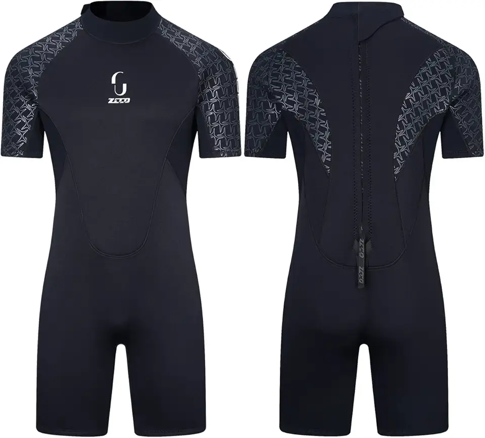 Roupa de mergulho masculina curta de 3 mm feminina, roupa de mergulho de corpo inteiro com zíper nas costas para mergulho, canoa, pesca submarina, surfe, snorkeling, trajes de natação