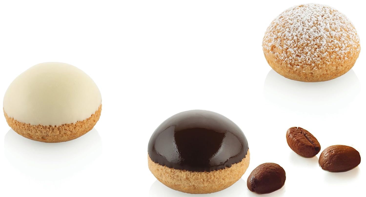 Silikomart Bignè Perfetto14 Plateau Silicone - 18 Mini Cavités Bouffantes Crème 3,5 x 2,0 cm - Moule Souple Antiadhésif pour Pâtisserie Choux