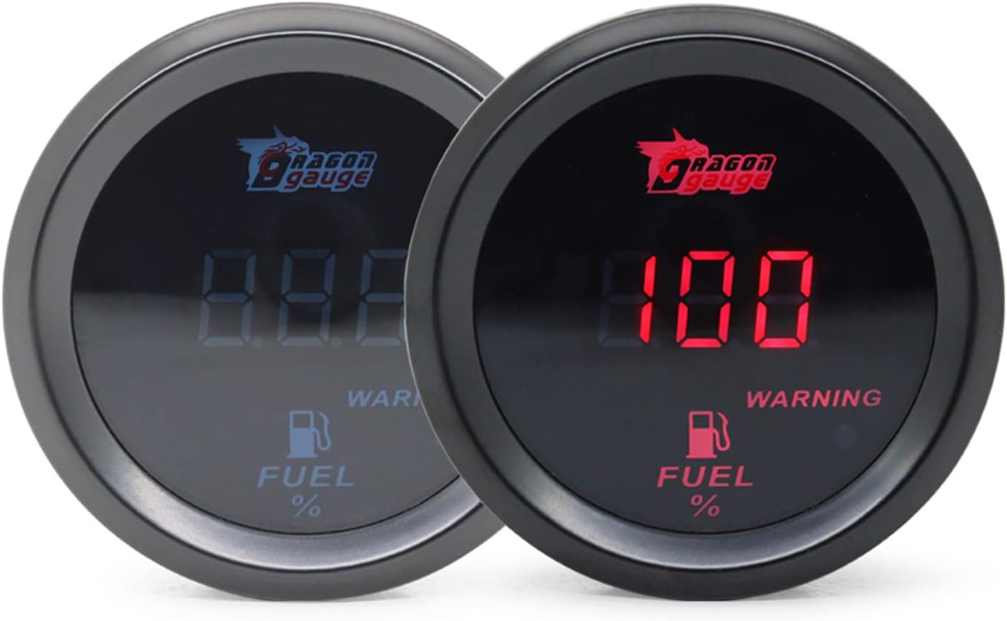 Shkalacar 2" 52mm Car Fuel Level Gauge Digital Display Fuel Tank Meter 240-33Ohm Universal 12V for Car RV Boat Motorcycle Truck Vehicle