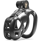 Cobra Chastity Cage Male Penis Lock with 4 Size Cock Ring Discreet Sissy Lightweight Chastity Device Sex Toys(Black-Nano,with 2.0 Ring)