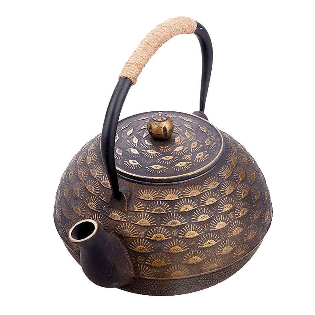 Żeliwny czajniczek 2 l zestaw do herbaty z koszem infuzyjnym ze stali nierdzewnej, japoński styl retro do parzenia herbaty liściastej, idealny do domu lub na prezent