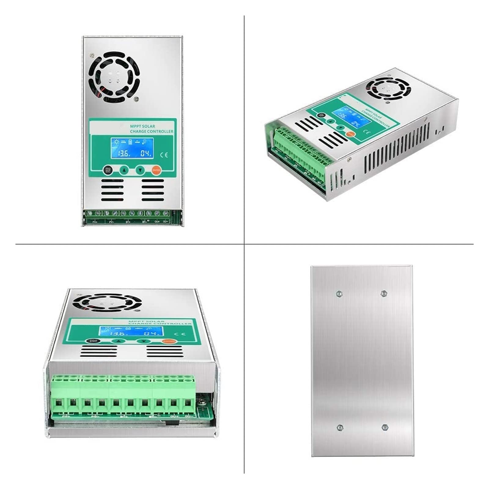 Controlador de carga solar, Controlador de carga solar MPPT 60A Regulador panel 12V 24V 36V 48V Auto Max PV 190VDC for batería litio plomo y ácido