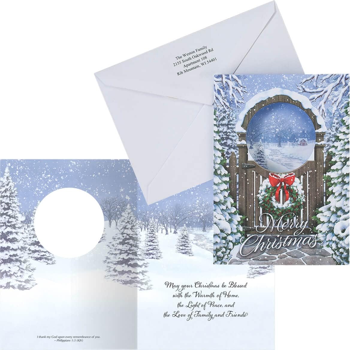 Fox Valley Traders Custom Blessings of Christmas Cards set of 20, Card Only Personalization