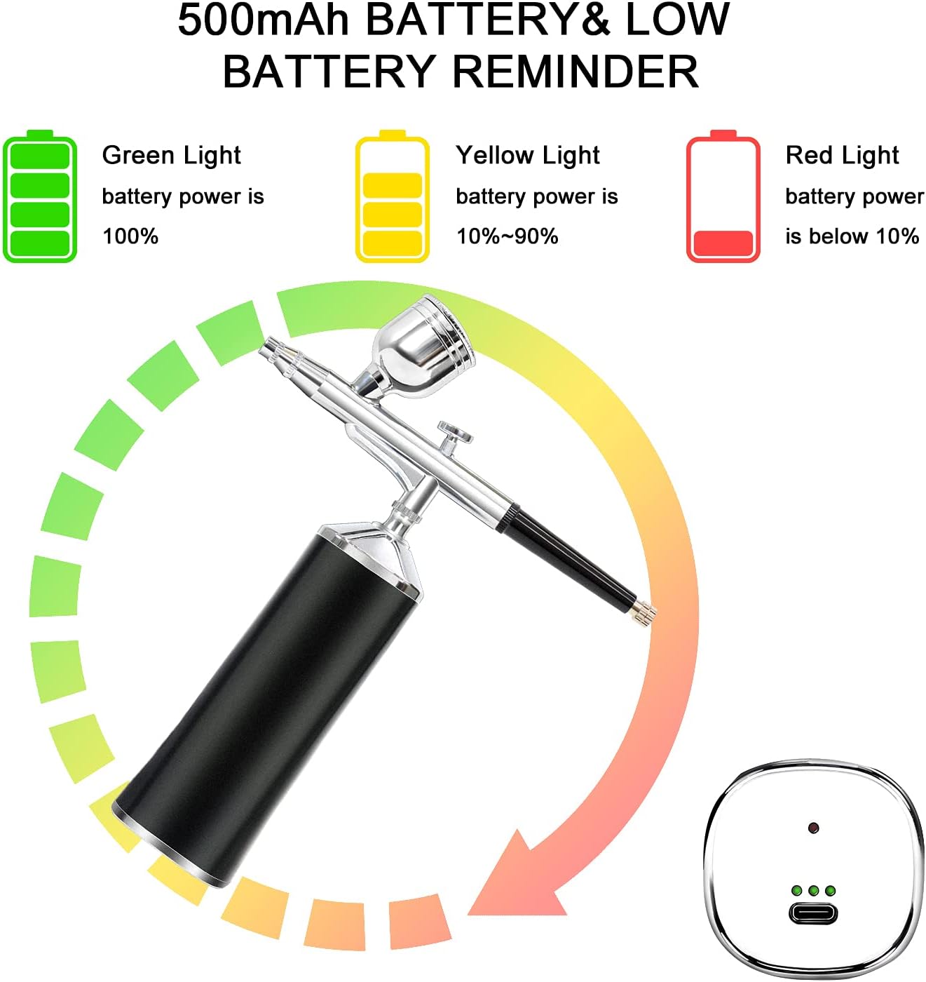 LATITOP Upgraded Airbrush Kit, Portable Auto Mini Cordless Air Brush with Mini Compressor Low Battery Reminder Funcation for Cake Decorating, Art, Makeup, Nail, Model Painting, Tattoo