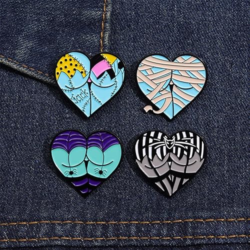 Halloween Pin Brooch Spider Bat Horror Enamel Pin Sets for Women Men Gothic Heart Lapel Badge Pins for Clothes Suits Backpacks Holiday Party Jewelry Gift 6 Pcs/set4