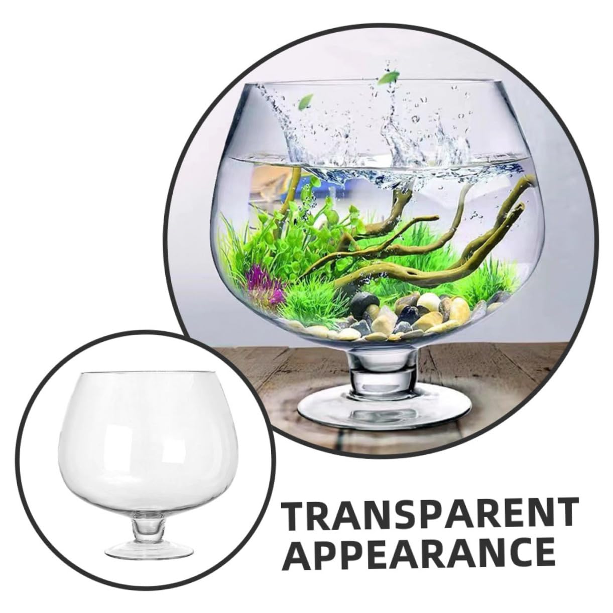 OUNONA Aquarium Verre pour Bettas Délicat Vase à Poissons Transparent Multi-Usage Aquarium De Table pour Poissons Rouges
