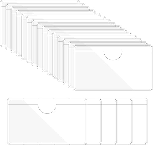 PATIKIL Bolsillos autoadhesivos para tarjetas de índice de 1.8 x 3 pulgadas, paquete de 20 soportes de etiquetas de plástico con fundas de bolsillo