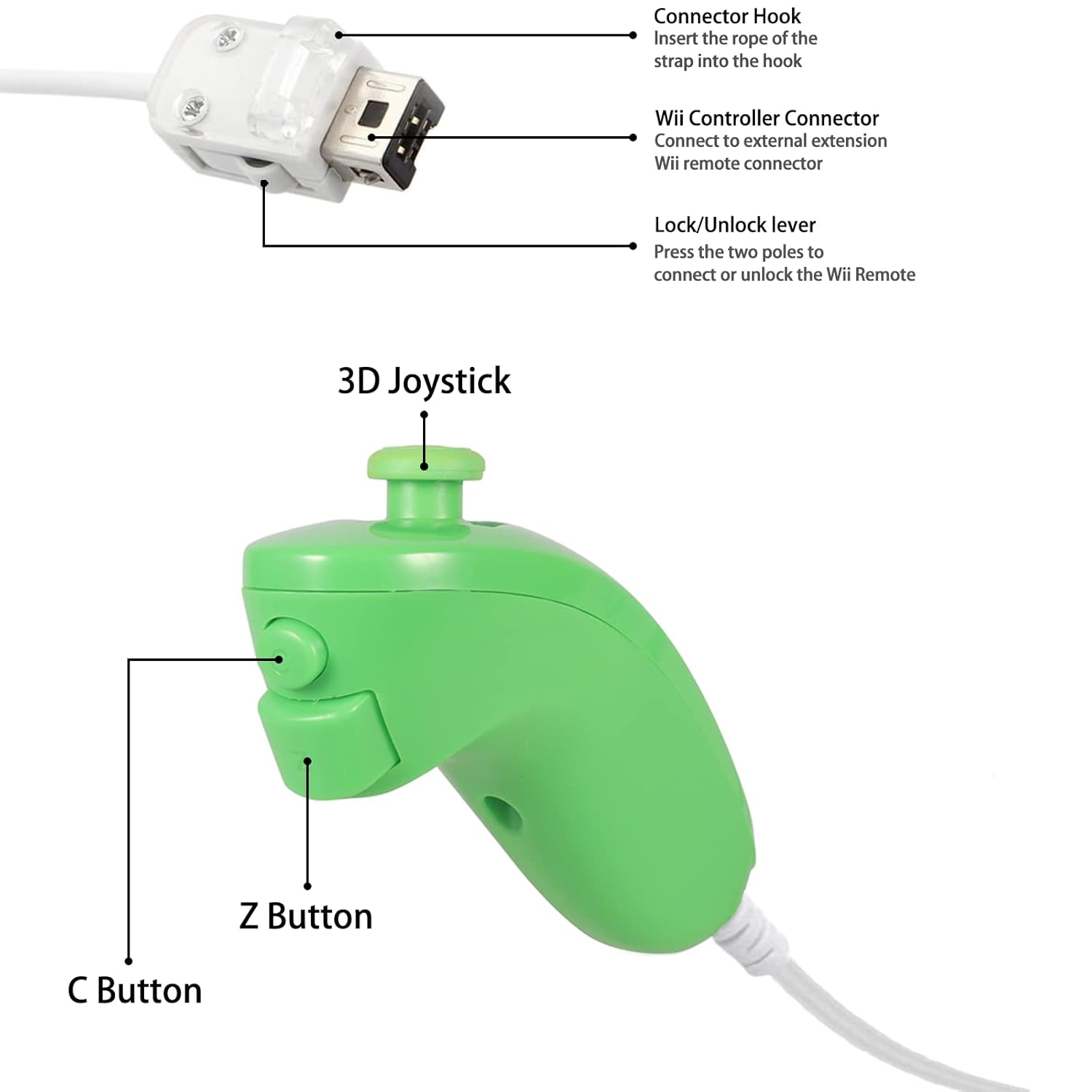 Dliaonew 2 Psck Remote Controller Build in Motion Plus and Nunchuck for Wii Wii U, Gamepad with Silicone Case and Wrist (Green and Purple)