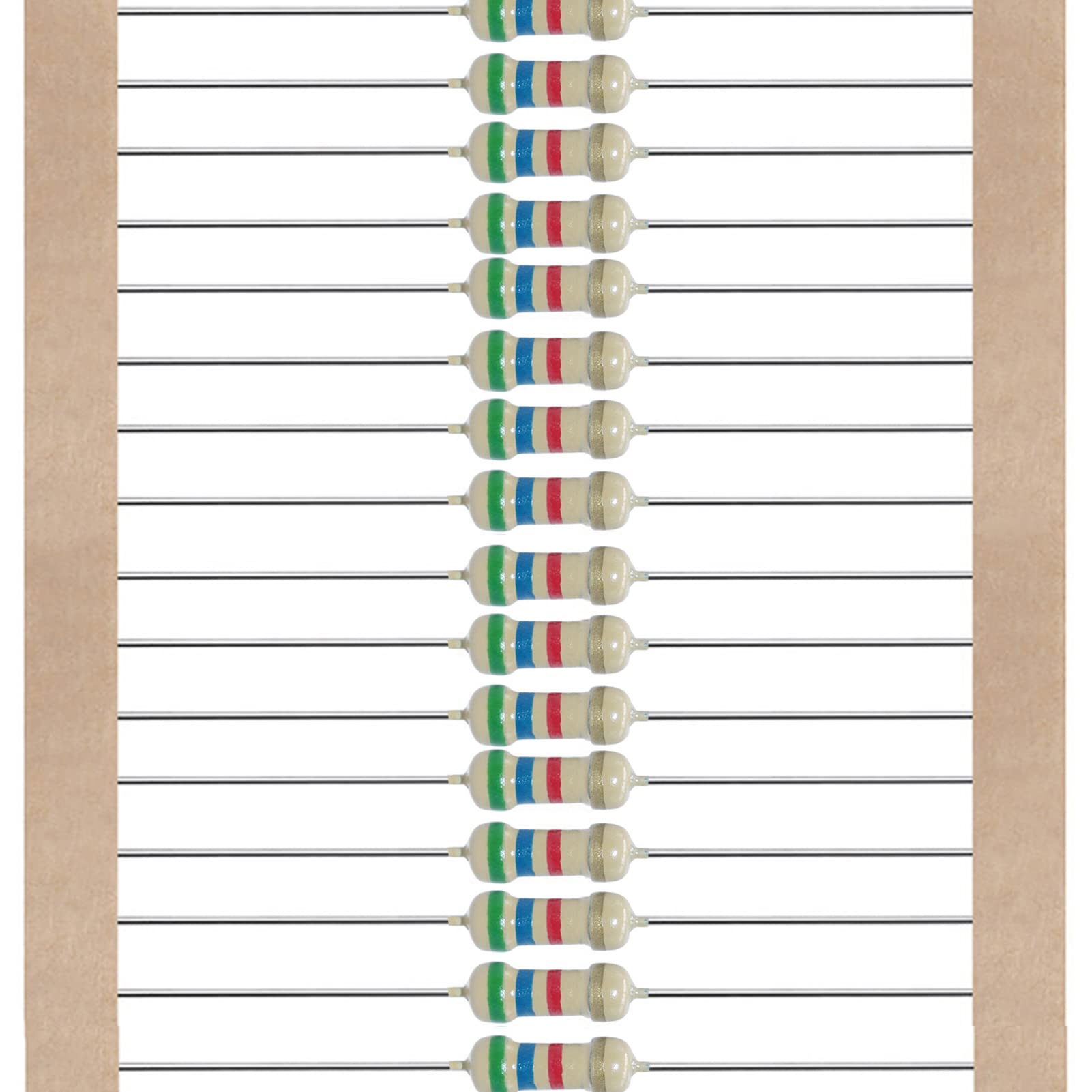 AUKENIEN 1250 Piezas Kit Resistencias 1/4W 25 Valores Película de Carbono 5%