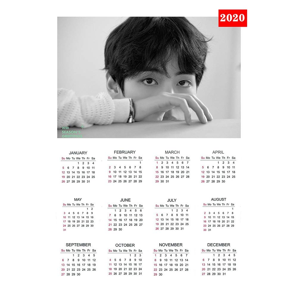 Cotrdocigh KPOP BTS Bangtan Boys Calendar Sign Sticker 2020 Map of The Soul 7 Official Photo Wall Home Decoration for A.R....