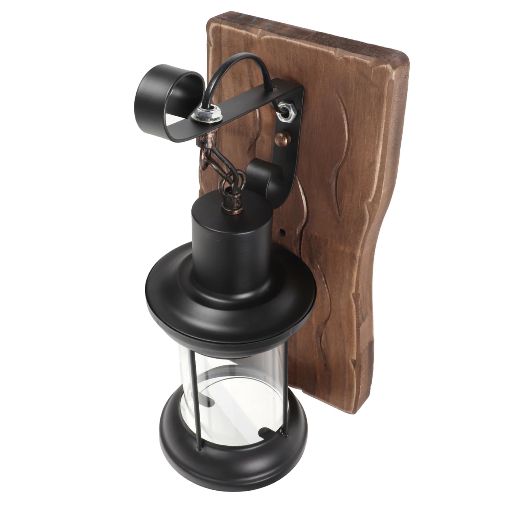 Lámpara de pared retro industrial de madera y hierro para iluminación decorativa de interior 8